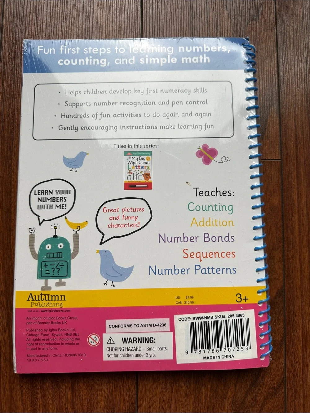 👧🏻👦🏻NWT My Big Wipe Clean Numbers Learning Book👧🏻👦🏻